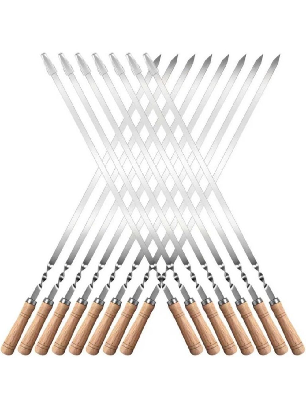 Idong 15 PCS Kabob Skewers 23.6" Large Size Flat Stainless Steel BBQ Skewers for
